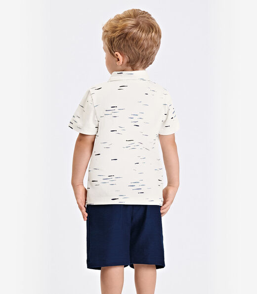 Conjunto Verão Menino Polo Com Bermuda Trick Nick Bege