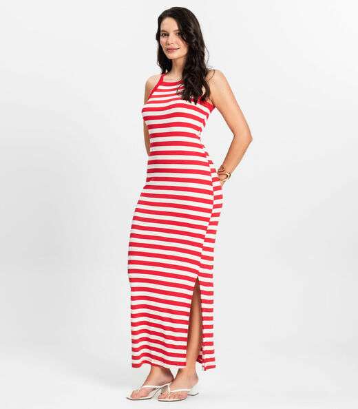 Vestido Midi Feminino em Ribana de Viscose Rovitex Vermelho