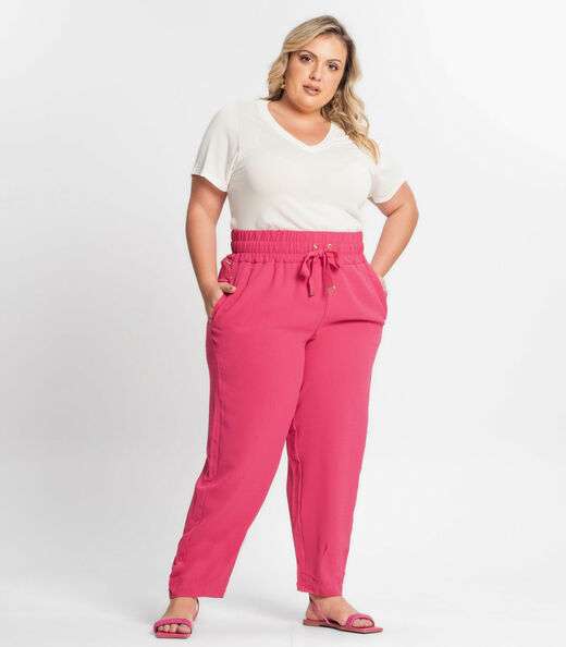 Calça Feminina Plus Size Secret Glam Rosa