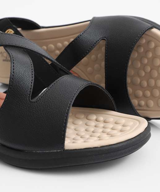 Sandália Feminina Rasteira Tiras Modare Preto