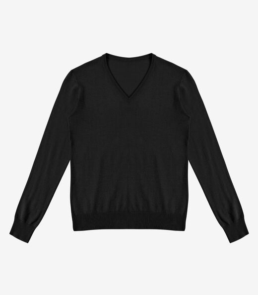 Sueter Feminino Gola V Em Tricot Rovitex Preto