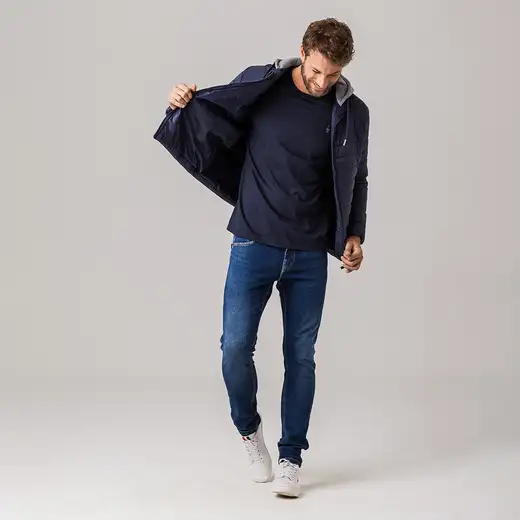 Jaqueta Puffer com capuz de moletom Masculina Rock e Soda