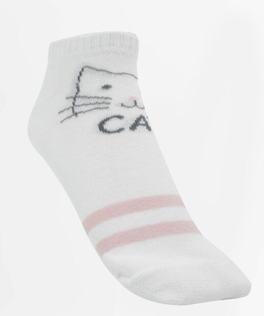 Kit 5 Pares Meias Soquete Feminina Gatos Marisa