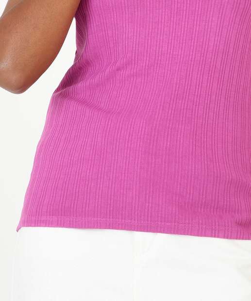 Blusa Regata Feminina Canelada Gola Alta Marisa