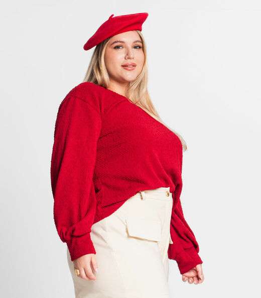 Blusão Tricot Pop Plus Size Secret Glam Vermelho