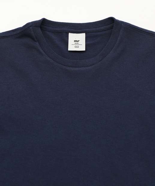 Camiseta Infantil Manga Longa Básica Marisa Tam 4 a 10 Azul