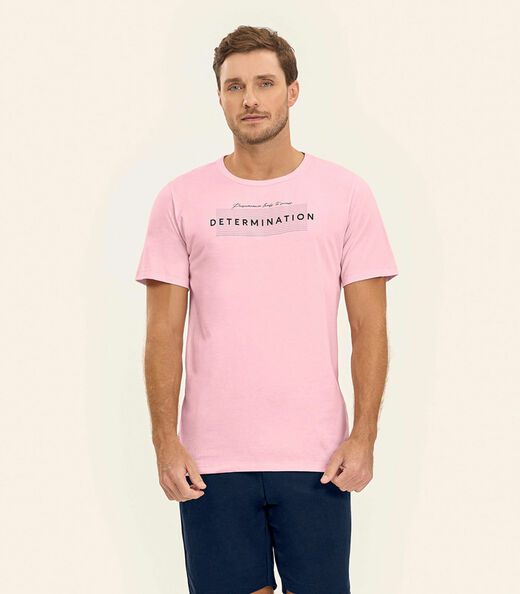 Camiseta Meia Malha Masculina Diametro Rosa