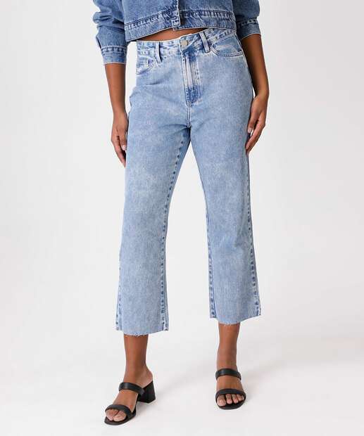 Calça Jeans Reta Feminina Bolsos Marisa
