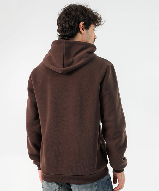 Blusão Masculino Moletom Capuz Estampado Marisa Marrom