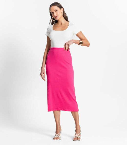 Saia Midi De Ribana Feminina Endless Rosa