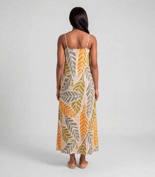 Vestido Midi Com Alças Finas Infinita Cor Bege