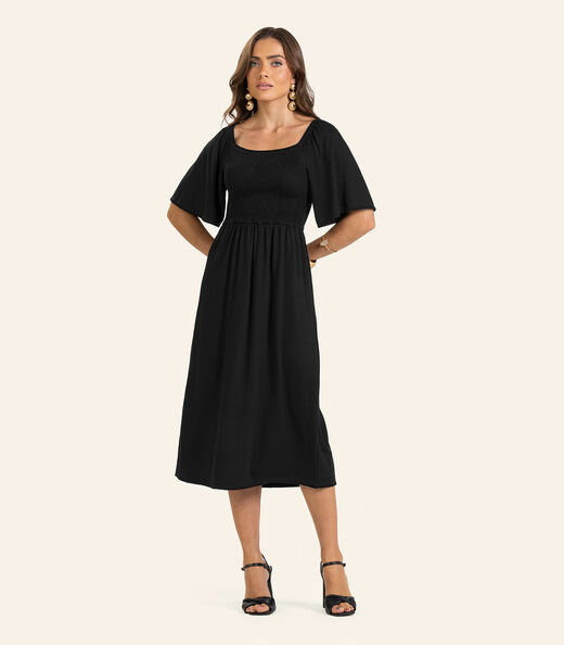 Vestido Midi em Viscotorcion Feminino Endless Preto