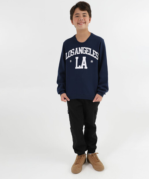 Blusão Juvenil Moletom Estampada MR Tam 10 a 16 Azul