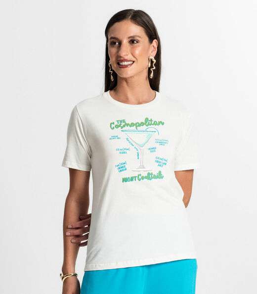 Camiseta Feminina Em Meia Malha Rovitex Bege