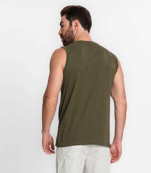 Regata Masculina Básica Meia Malha Diametro Verde