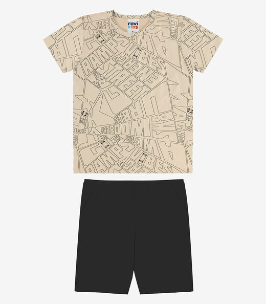 Image_Conjunto Camiseta Com Bermuda Infantil Rovi Kids Bege