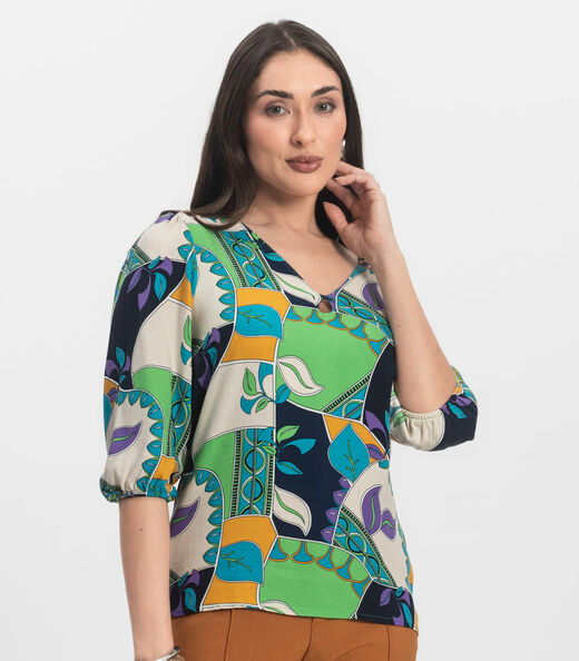 Blusa Manga Curta Infinita Cor Verde