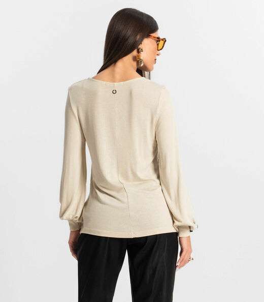 Blusa Manga Longa Tricot Endlles Bege