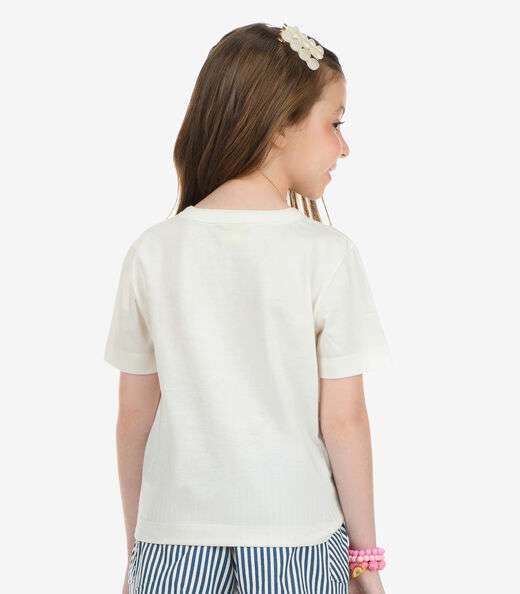 T-Shirt Feminina Meia Malha Rovi Kids Bege