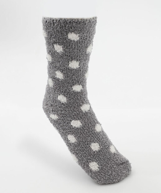 Image_Meia Feminina Cano Médio Chenille Poá Marisa Cinza