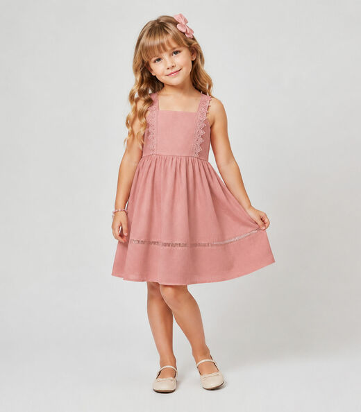 Vestido Infantil Malha Anarruga Trick Nick Rosa
