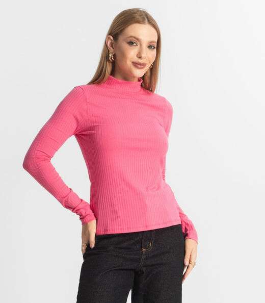 Image_Blusa Manga Longa Feminina Canelada Select Rosa