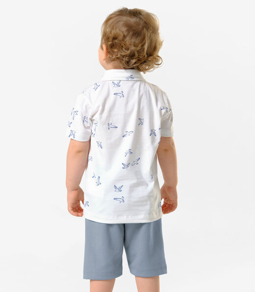 Conjunto Infantil Polo Com Bermuda Trick Nick Branco