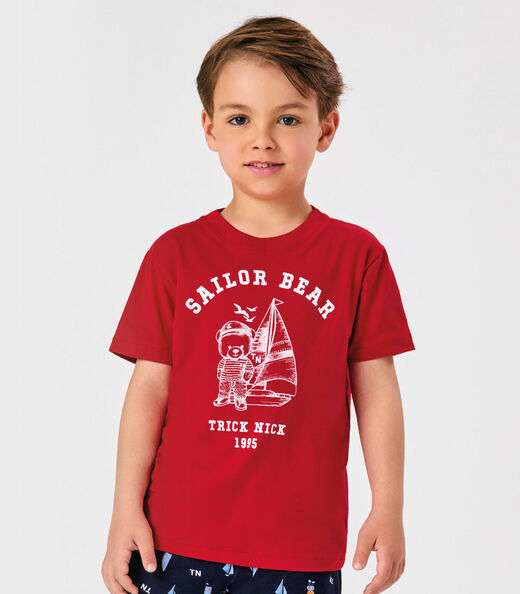 Conjunto Infantil Camiseta Com Bermuda Trick Nick Vermelho