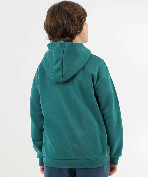 Blusão Juvenil Moletom Estampa Bordado MR Tam 10 a 16 Verde