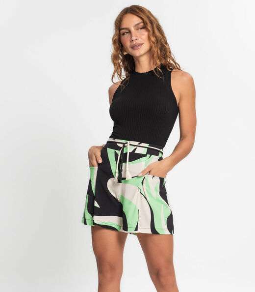 Shorts Feminino De Viscose Khyara Endless Preto