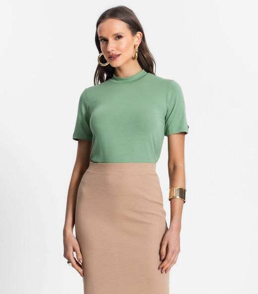 Blusa De Viscotorcion Básica Feminina Endless Verde