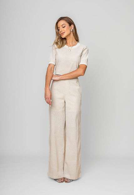 Calça Reta Lisa Alfaiataria Marfim Salvatore