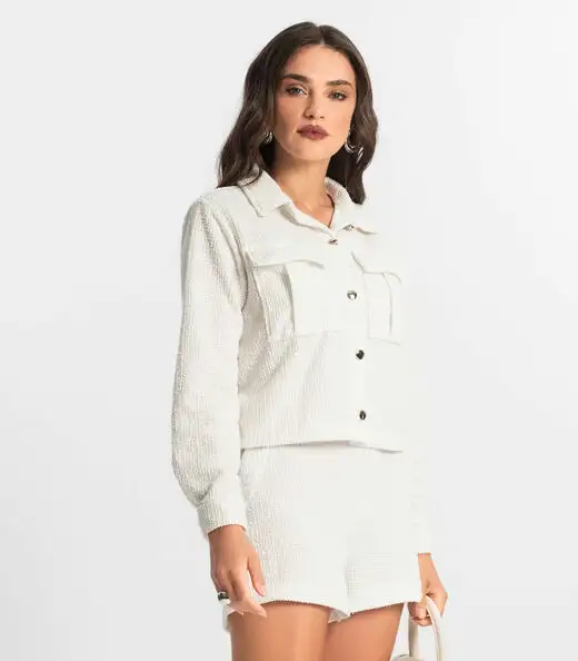 Casaco Feminino De Tweed Shine Endless Branco