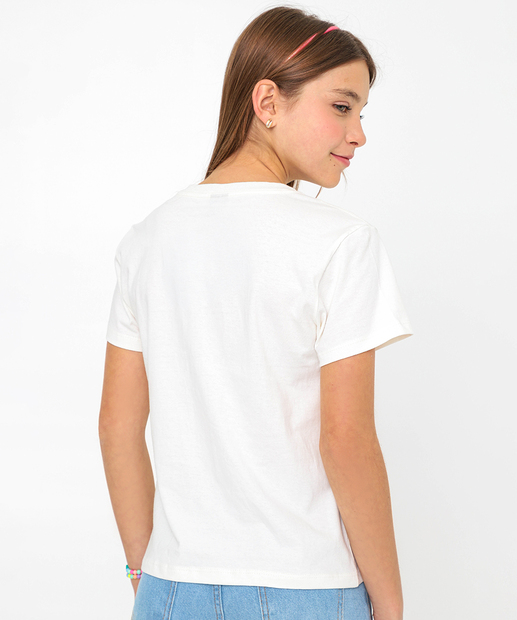 Camiseta Juvenil Stitch Disney Tam 10 a 16 Off White