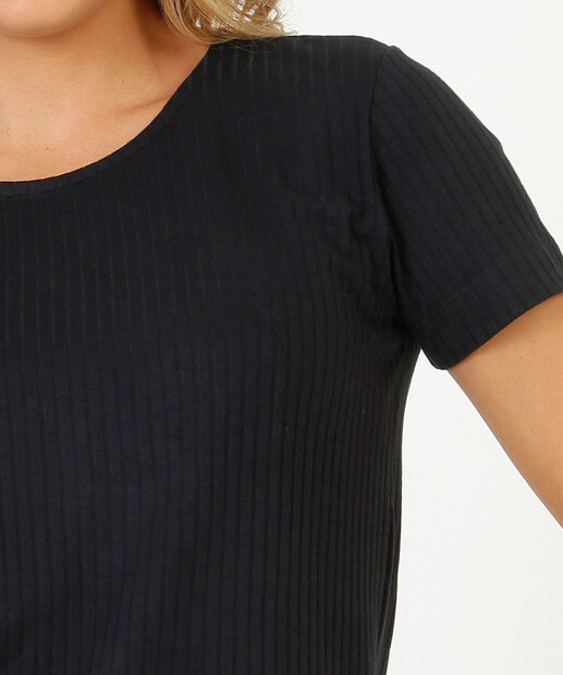 Blusa Pijama Feminino Avulso Canelada Manga Curta Marisa