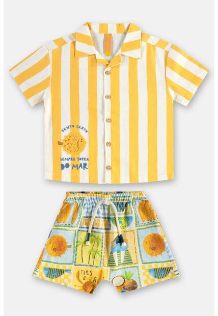 Conjunto Menino Camisa e Short Três e Já