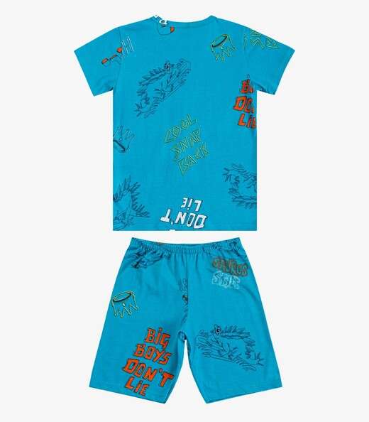 Pijama Infantil Camiseta e Bermuda Select Azul