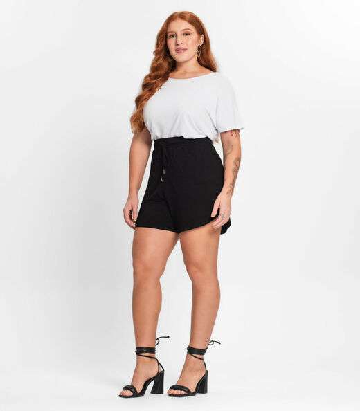 Shorts Feminino Plus Size Secret Glam Preto