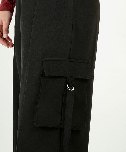 Calça Wide Leg Feminina Pantalona Cargo Marisa