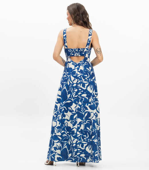 Vestido Midi em Linho Feminino Endless Azul