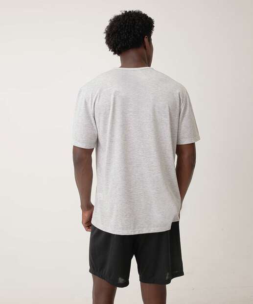 Pijama Masculino Listras Manga Curta Marisa Cinza