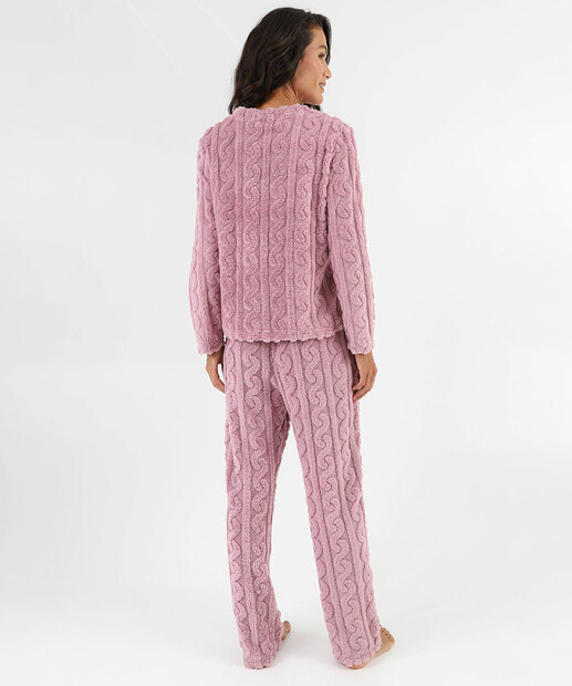 Pijama Feminino Jaquard Manga Longa Marisa Lilás