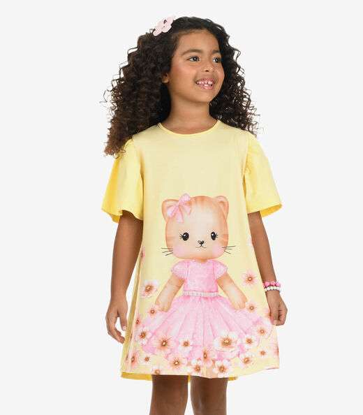 Image_Vestido Poly Flex Touch - Meia Malha Rovi Kids Amarelo