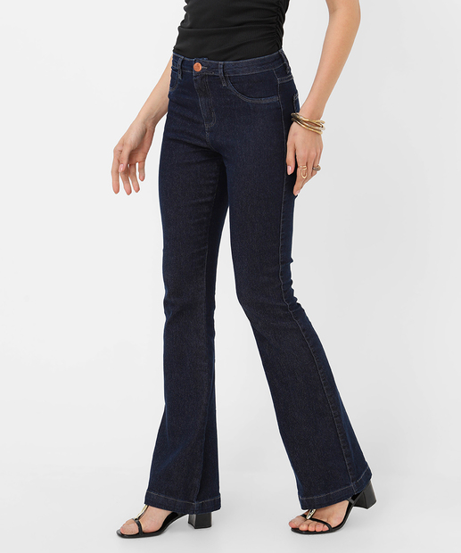 Calça Jeans Flare Feminina Bolsos Biotipo Azul