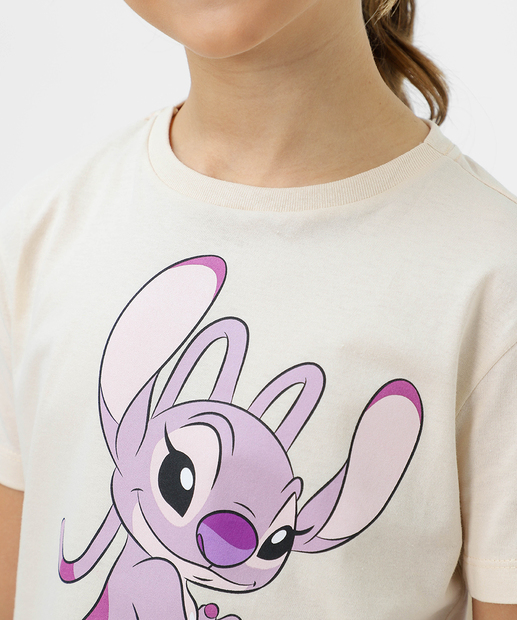 Blusa Juvenil Stitch Disney Tam 10 a 16 Bege
