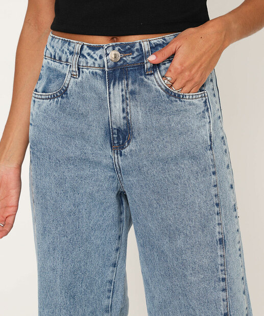 Calça Feminina Jeans Wide Leg Petit Sawary Azul