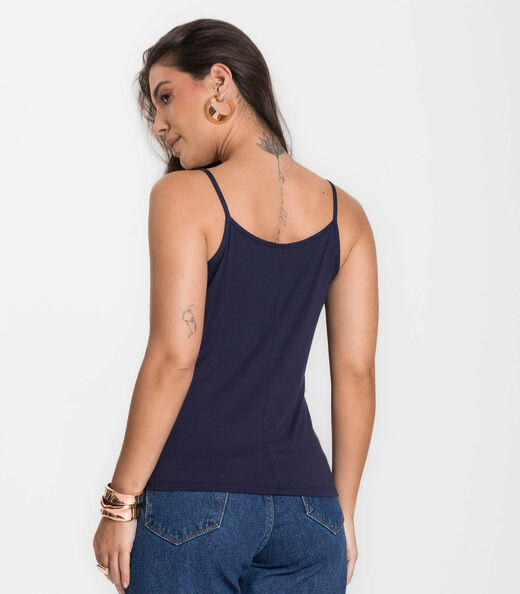 Blusa Feminina de Alças Básica Rovitex Azul