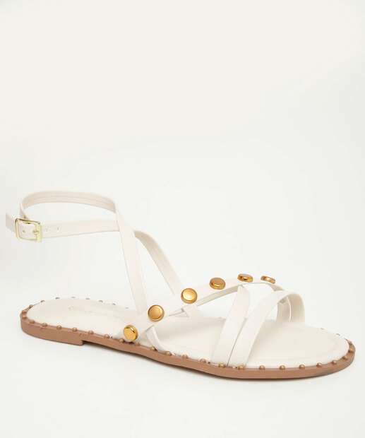 Image_Sandália Feminina Rasteira Tiras Tachas