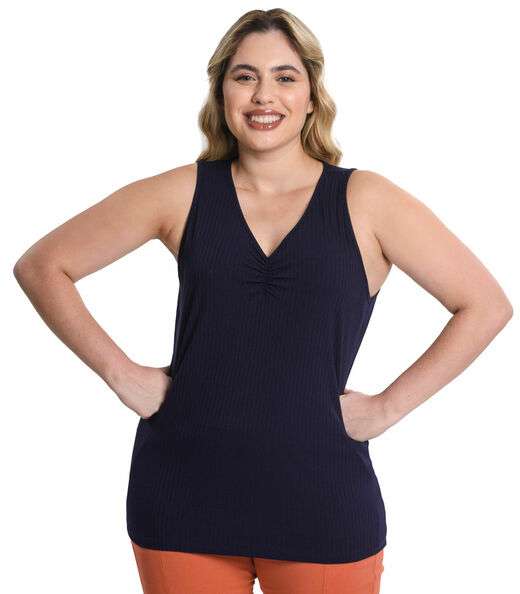 Blusa Feminina Plus Size Canelada Secret Glam Azul