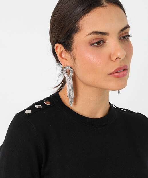 Blusa Feminina Tricô Manga Curta Marisa Preto